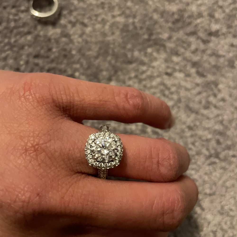 Moissanite engagement ring.